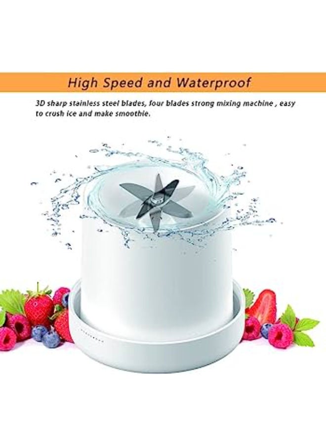 Personal Blender for Shakes and Smoothies - Hand Held Portable Blender USB Rechargeable - Powerful Mini Fresh Juice blender bottle for Gym (White)