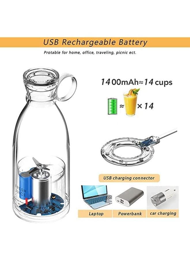 Personal Blender for Shakes and Smoothies - Hand Held Portable Blender USB Rechargeable - Powerful Mini Fresh Juice blender bottle for Gym (White)