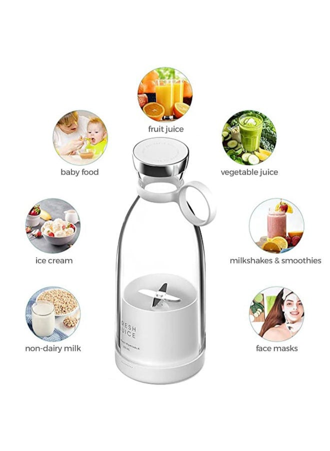 Personal Blender for Shakes and Smoothies - Hand Held Portable Blender USB Rechargeable - Powerful Mini Fresh Juice blender bottle for Gym (White)