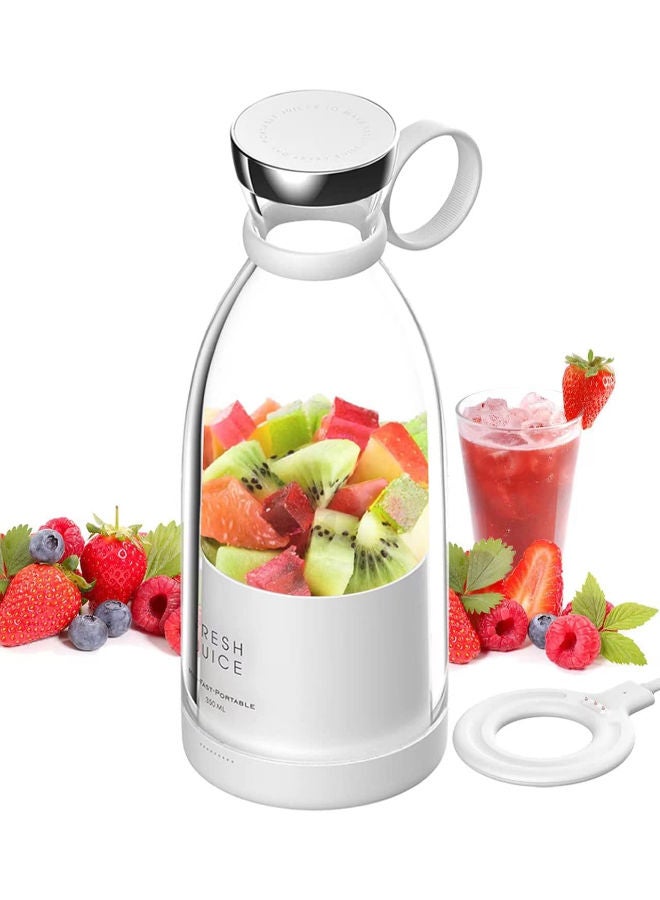 Personal Blender for Shakes and Smoothies - Hand Held Portable Blender USB Rechargeable - Powerful Mini Fresh Juice blender bottle for Gym (White)