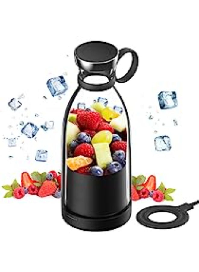 Personal Blender for Shakes and Smoothies - Hand Held Portable Blender USB Rechargeable - Powerful Mini Fresh Juice blender bottle for Gym (Black)