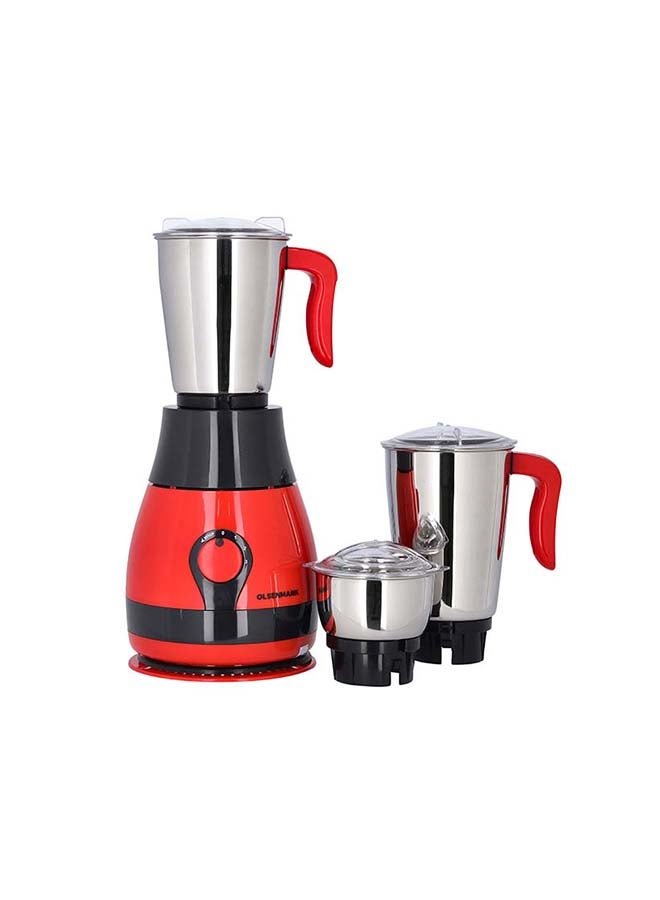 3 In 1 Mixer Grinder With 3 Stainless Steel Jars, 3 Speed Control, Wet & Dry Grinding and Juice Blender 750 W OMSB2319 Red/Black/Silver