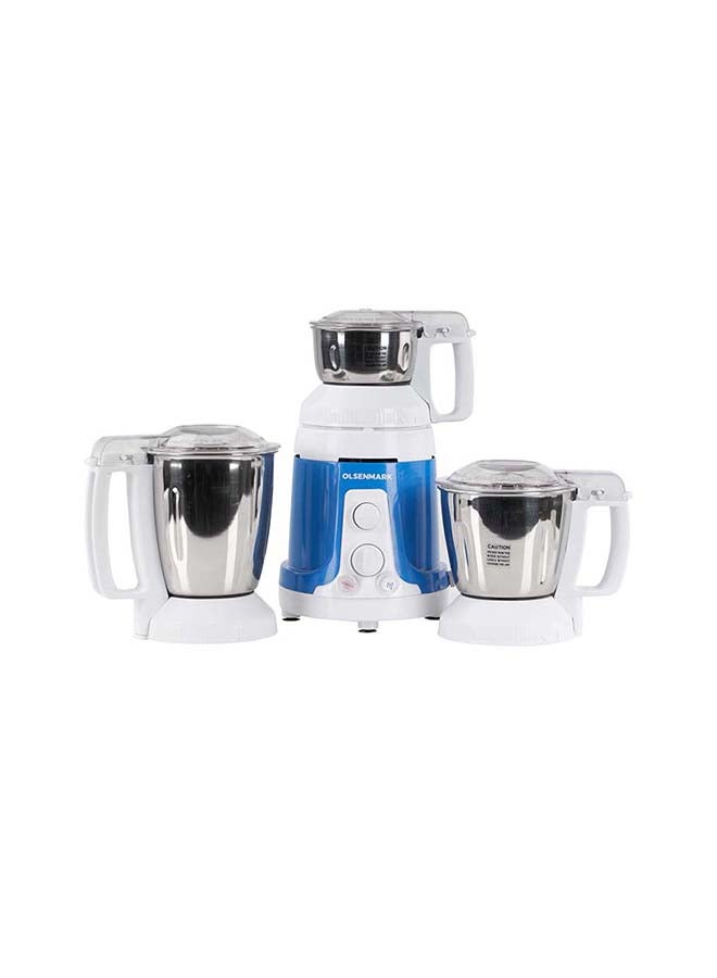 3-in-1 Mixer Grinder, Protection from Overload, 3 Speed Control, Stainless Steel Jars, Highly Efficient Stainless-Steel Blades,2 Years Warranty, Modern Design, Durable Body, Robust Handles 1.5 L 750.0 W OMSB2481 blue and white