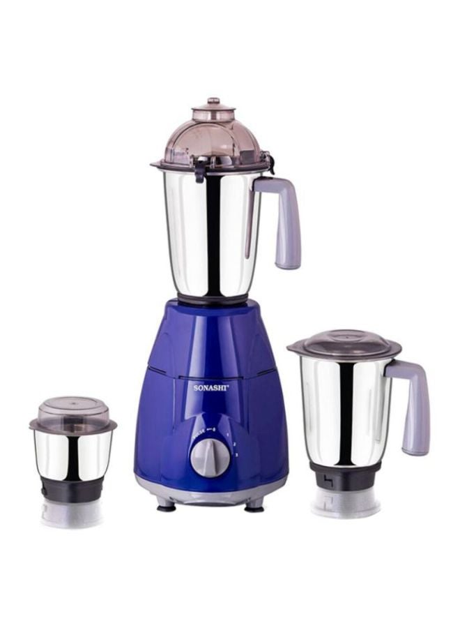 3-in-1 Mixer Grinder - Powerful Motor with 2 Speed Setting and Pulse | Sleek and Stainless Steel Jars with Leak Proof Lid | 3 Speed - Perfect for making Smoothies, Milkshakes, etc and Grinding Beans, Coconut, Nuts, etc 750 W SB-151SS Blue/Clear/Silver