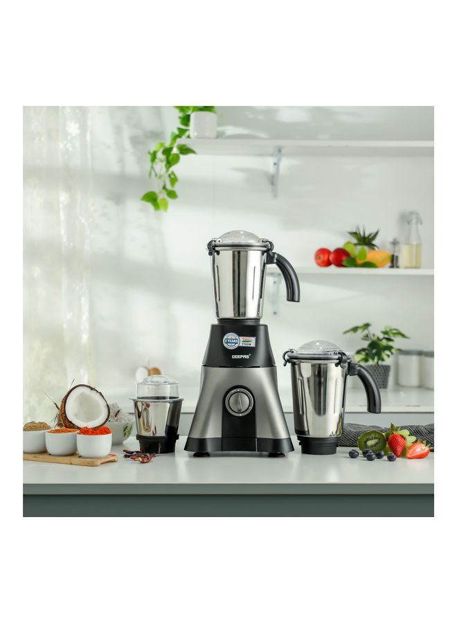 Mixer Grinder, Powerful Copper Motor with Stainless Steel Jars and Blades 750 W GSB44089 Black, silver