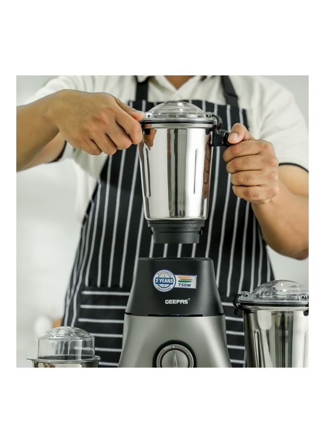 Mixer Grinder, Powerful Copper Motor with Stainless Steel Jars and Blades 750 W GSB44089 Black, silver