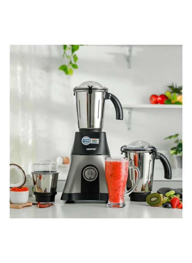 Mixer Grinder, Powerful Copper Motor with Stainless Steel Jars and Blades 750 W GSB44089 Black, silver