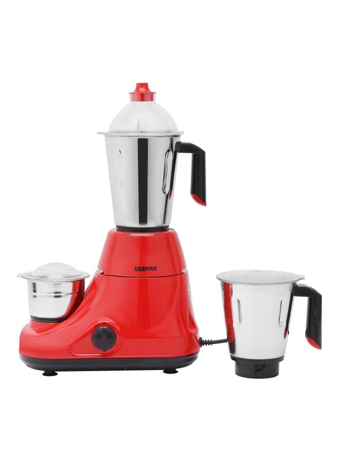 Mixer Grinder 750W Powerful Copper Motor with Stainless Steel Jars and Blades Unbreakable Polycarbonate Jar Caps Overload Protector 750.0 W GSB5081N Silver, red