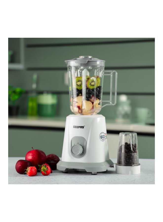 2-in-1 Blender, Multifunctional Mixer Grinder, 1.5L PC Unbreakable Jar & Coffee Grinder | 2 Speed Control With Pulse Function | Safety Interlock | Stainless Steel Sharp Blades, Non- Slip Feet. 1.5 L 550.0 W GSB44083-N White