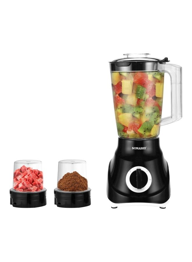 3-in-1 Blender / Grinder & Mincer | 600W |1.8L Unbreakable Jar, Grinding & Chopping Cups |6 Pcs Stainless Steel Blades, 2-Speed & Pulse Setting | Overheat Protection|  Best for Spice Grinding, Smoothie Making, Mincing & Blending | SB-195 Blue 1.5 L 600 W SB-195 - BLUE Blue