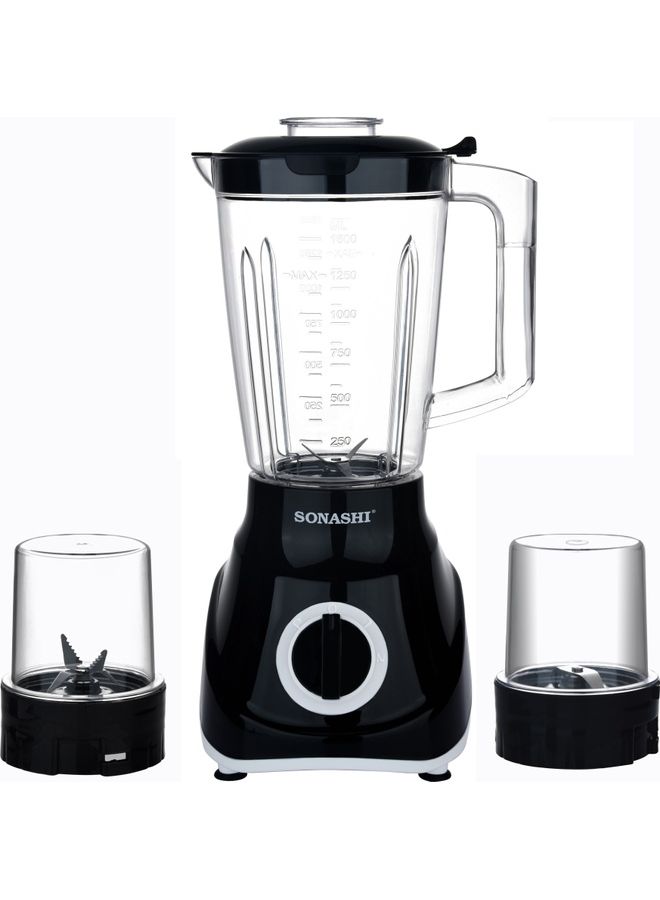3-in-1 Blender / Grinder & Mincer | 600W |1.8L Unbreakable Jar, Grinding & Chopping Cups |6 Pcs Stainless Steel Blades, 2-Speed & Pulse Setting | Overheat Protection| Best for Spice Grinding, Smoothie Making, Mincing & Blending | SB-195 Blue 1.5 L 600 W SB-195 - BLUE Blue