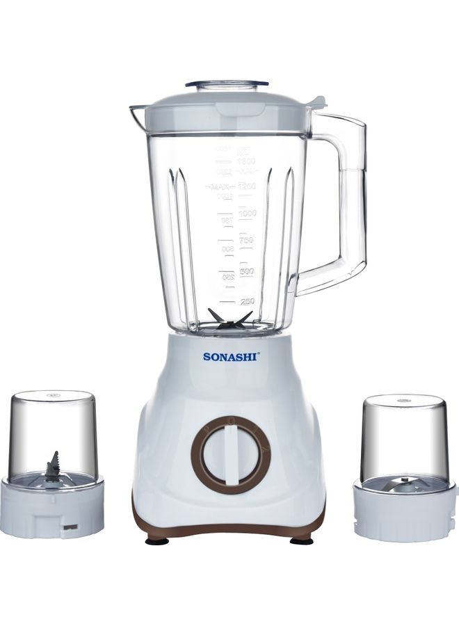 3-in-1 Blender / Grinder & Mincer | 600W |1.8L Unbreakable Jar, Grinding & Chopping Cups |6 Pcs Stainless Steel Blades, 2-Speed & Pulse Setting | Overheat Protection| Best for Spice Grinding, Smoothie Making, Mincing & Blending | SB-195 Black 1.5 L 600 W SB-195 Black