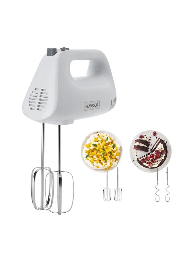 Hand Mixer (Electric Whisk) With 5 Speeds + Turbo Button, Twin Stainless Steel Kneader And Beater For Mixing, Whipping, Whisking, Kneading 0.0 L 450.0 W HMP30.A0WH White