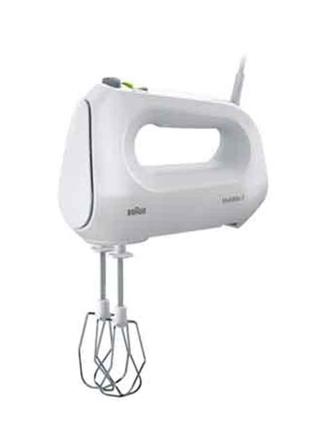 Hand Mixer, 4 Speeds Turbo, Smart Mix, 2 Stainless Steel Whisks, 2 Stainless Steel Hooks, 400 W HM1010 White
