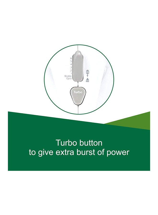 Hand Mixer, 6 Speeds, Turbo Function, 2 Beaters, 2 Dough Hooks, 250 W HM330 White