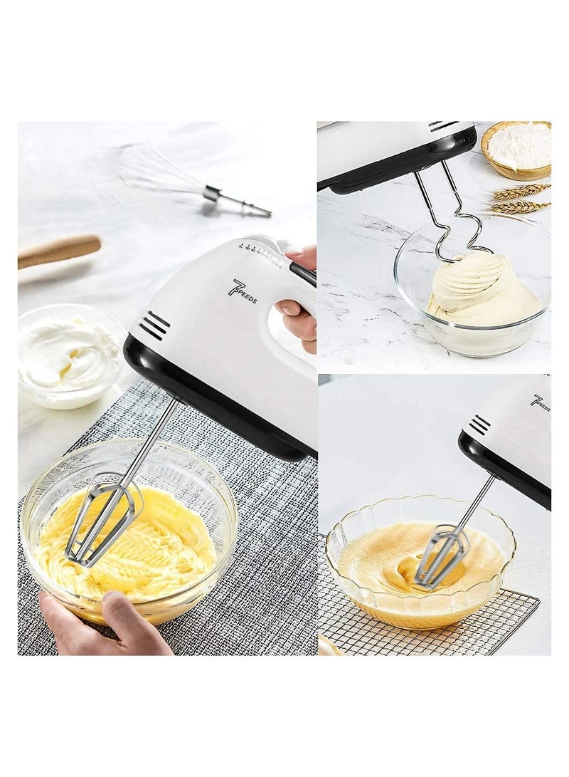 SYOSI Electric Cake Hand Mixer, Whisk Food Mixer Function on Self-Control and Turbo Boost, Pack with 4 Stainless Steel Accessory Food Beaters for Cake Bread (UK Plug)