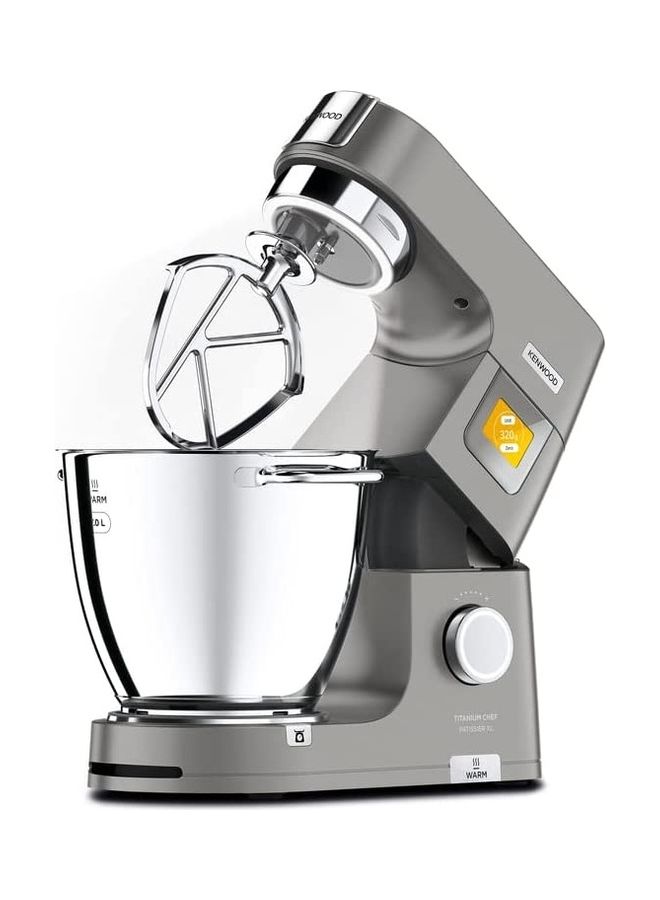 Stand Mixer Metal Body Kitchen Machine Titanium Chef Patissier Xl With Warming Function Built In Weighing Scale Duo Bowl 4 Tools Glass Blender Meat Grinder Multi Mill 7.0 L 1400.0 W KWL90.344SI Silver