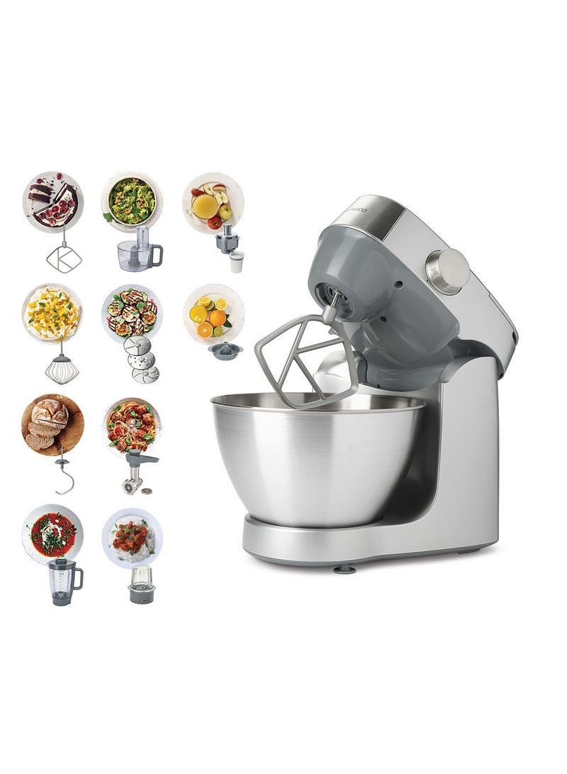 Stand Mixer Kitchen Machine Prospero+  With  SS Bowl, K-Beater, Whisk, Dough Hook, Glass Blender, Food Processor, Meat Grinder, Grinder Mill, Juicer, Citrus Juicer 4.3 L 1000 W KHC29.W0SI Silver