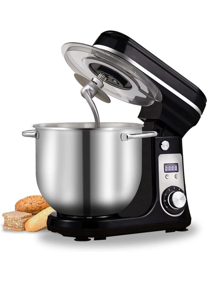 Biolomix Stand Mixer, Super Quiet 6L Kitchen Electric Stand Mixer, 6- Speed Dough Kneader Cake Bread Mixer with LCD Display Timer with Dough Hook, Beater, Whisk-Black, BM-601