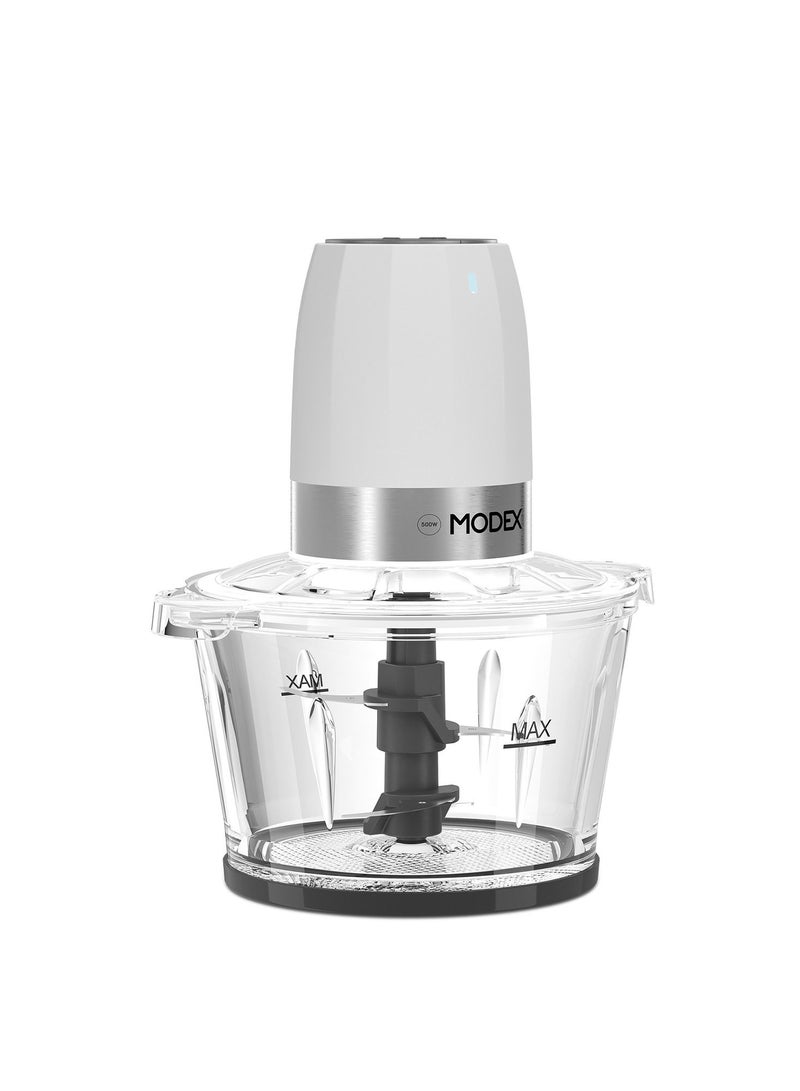 Electrical chopper With Glass Jug 1000Ml capacity , 500W With Double Blade , White