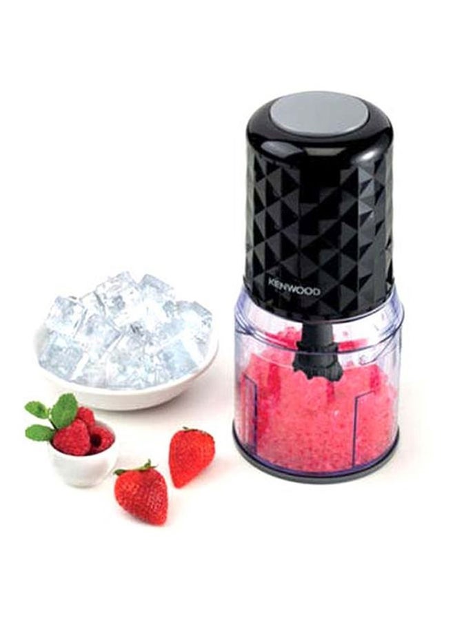 Electric Food Chopper With 500Ml Bowl, Dual Speed, Stainless Steel Quad Blade, Rubber Lid, Ice Crush Function 0.8 L 400 W CHP40.000BK Black