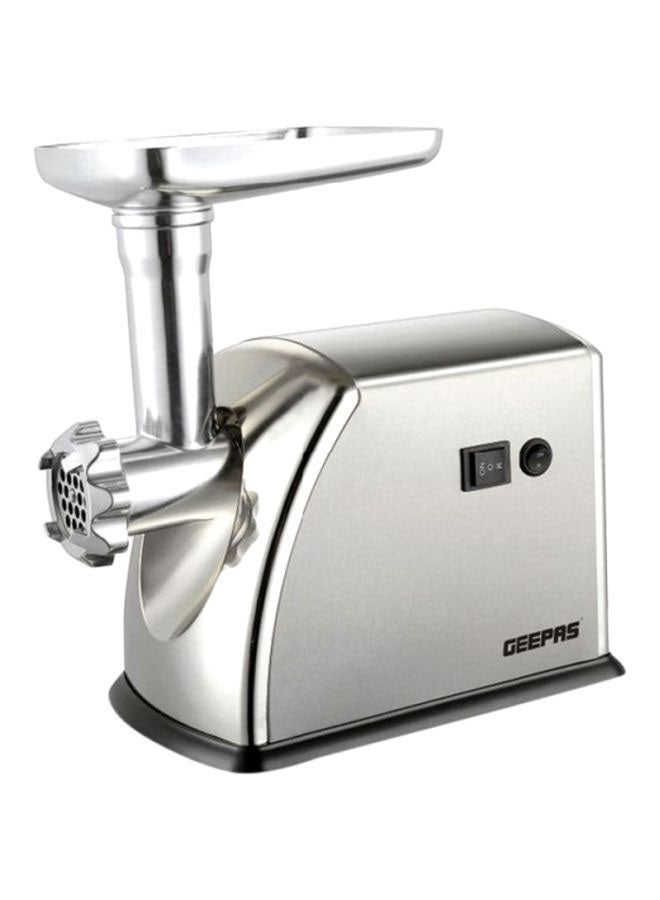Meat Grinder Electric Aluminum Gearbox - 3 Metal Stainless Steel Cutting Plates, Accessories, Metal Gears, Stainless Steel Blade 1 kg 1600 W GMG1909 Silver