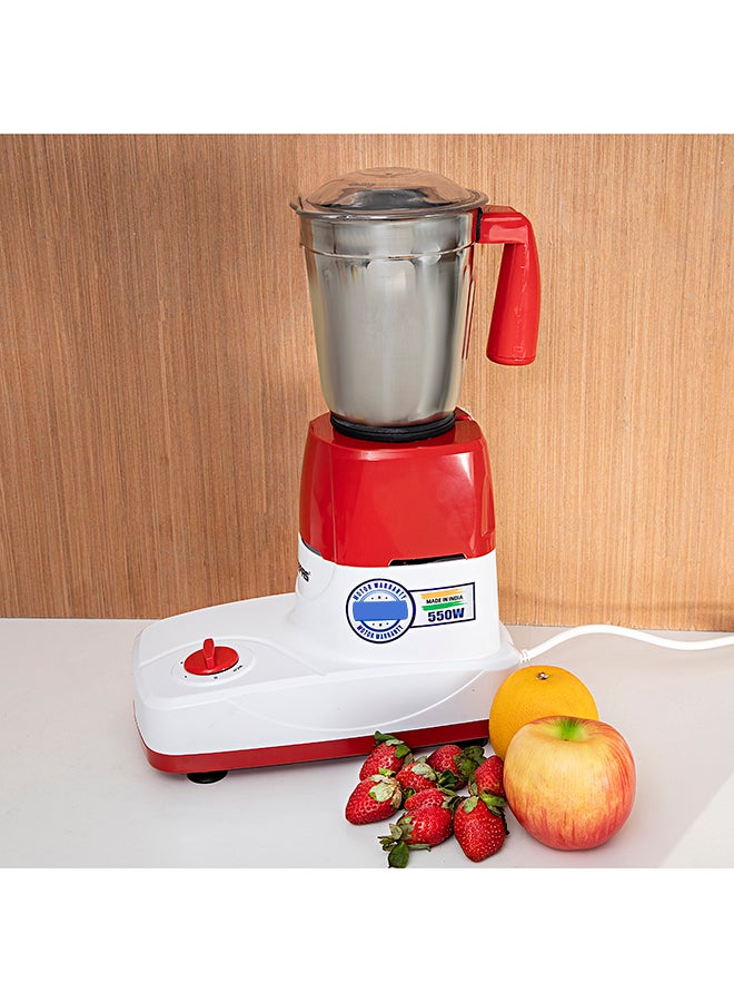 2-In-1 Juicer And Mixer Grinder, Powerful Motor, Harmonic Grinding Technology , Stainless Steels Jars, Swirl Control, Dry & Wet Grinding Blades, 3 Speed Control, Overload Protection, Non Slip Feet. 1.5 L 550.0 W GSB5456N White/Red