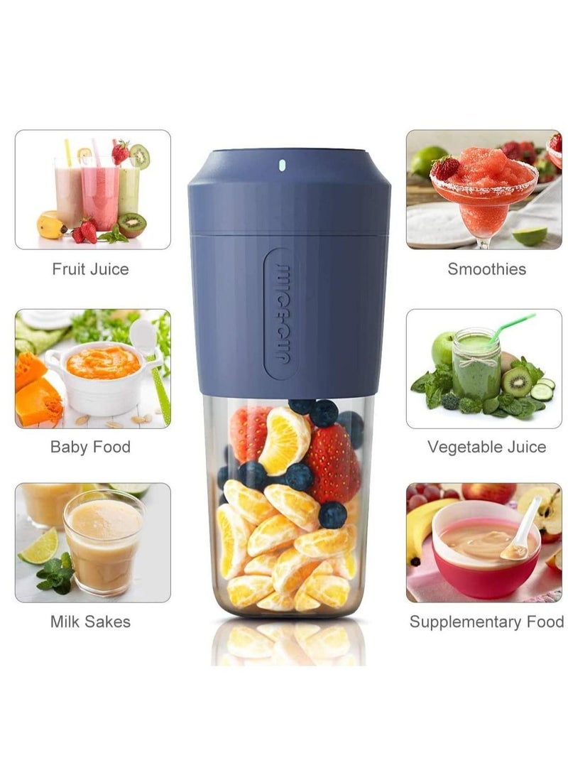 Mini Portable Blender, Personal Blender 350ml Smoothie Shake Maker Fruit Juice Cup with Four Blades, Handheld Juicer Machine 3000mAh Rechargeable 24000rpm/min for Home/Office