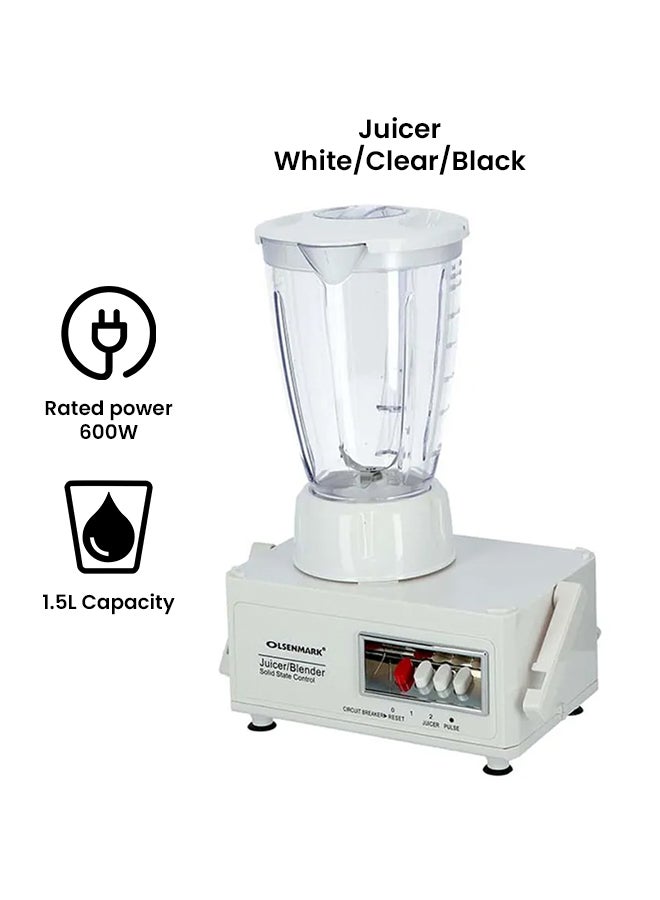 4 In 1 Food Processor, Stainless Steel Blades, Safety Lock Protection, Powerful Motor, Overheat Protection, High Performance Filter 650 W OMSB2137C White/Clear/Black