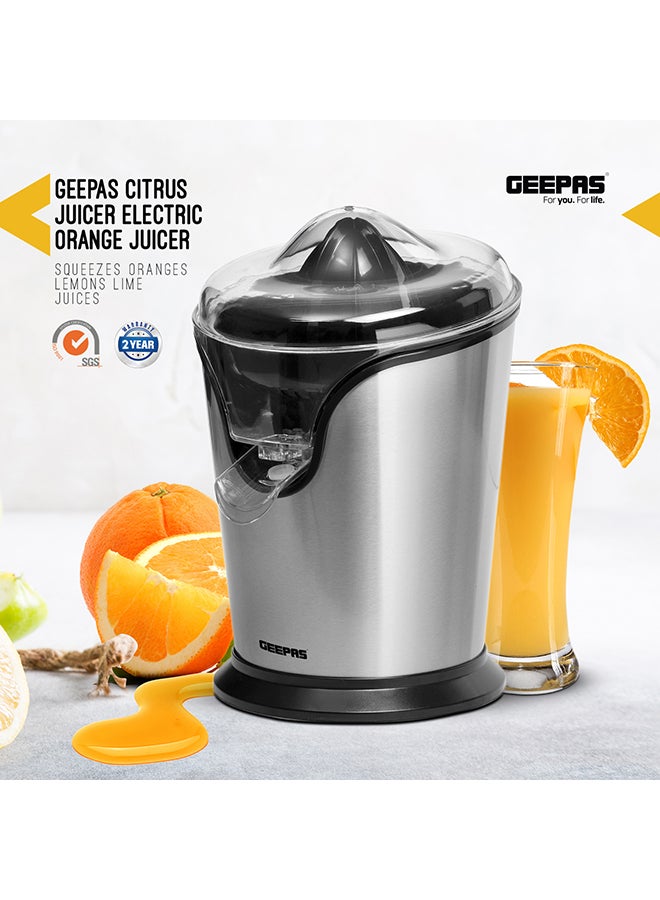 Citrus Juicer Electric Orange Juicer | Professional Brushed Stainless Steel Fruit Juicer | Squeezes Oranges Lemons Lime Juices | Freshly Pressed Fruit Juices in Seconds 100 W GCJ46013UK Silver/Black