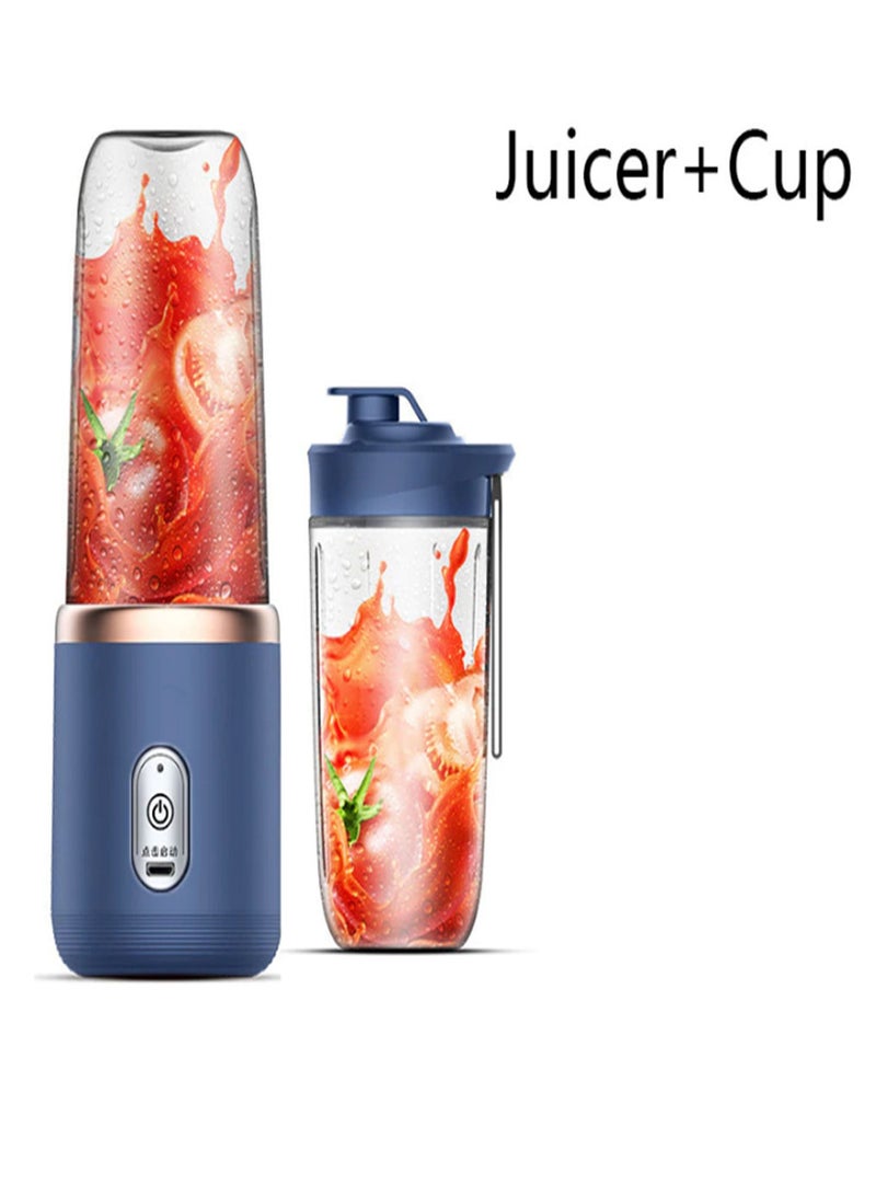 Small Electric Juicer 6 Blades Portable Juicer Cup Automatic Smoothie Blender Ice CrushCup (Juicer + Cup)