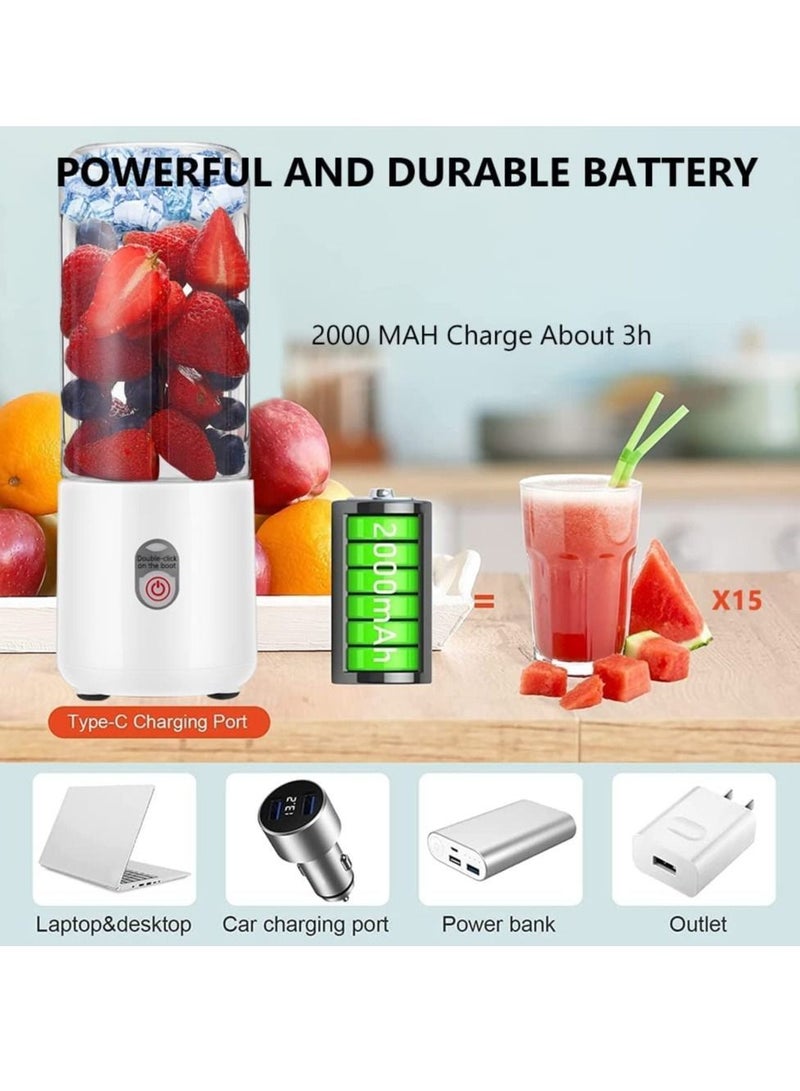 Powerful Mini Blender with 6 Blades,Portable USB Rechargeable Fruit Juice Mixer, Personal Size for Smoothies and Shakes Juicer Cup Travel 500ML,Fruit Juice, Milk