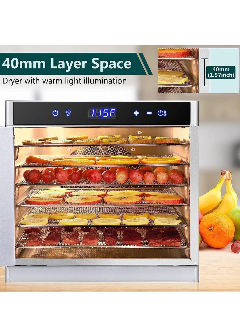 COOLBABY food dehydrator, 6 trays for food Jerky, fruit, meat, dog treats, herbs, durable food-grade stainless steel dehydrator machine, 220V/700W, safety over heat protection, 67 free recipes.