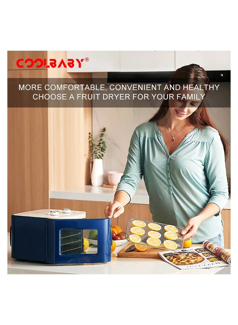 COOLBABY Food Dehydrator Machine, Digital Adjustable Timer and Temperature Control, Dryer for Herb, Meat, Beef, Fruit and Vegetables, Over Heat Protection, Stainless Steel Trays
