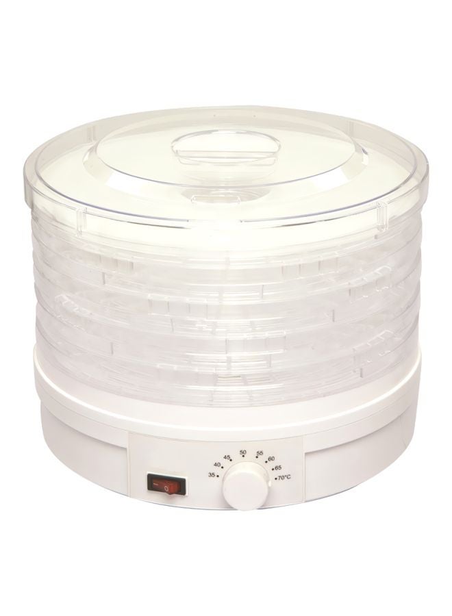 5 Tier Electric Food Dehydrator Machine White/Clear 30x28x28centimeter