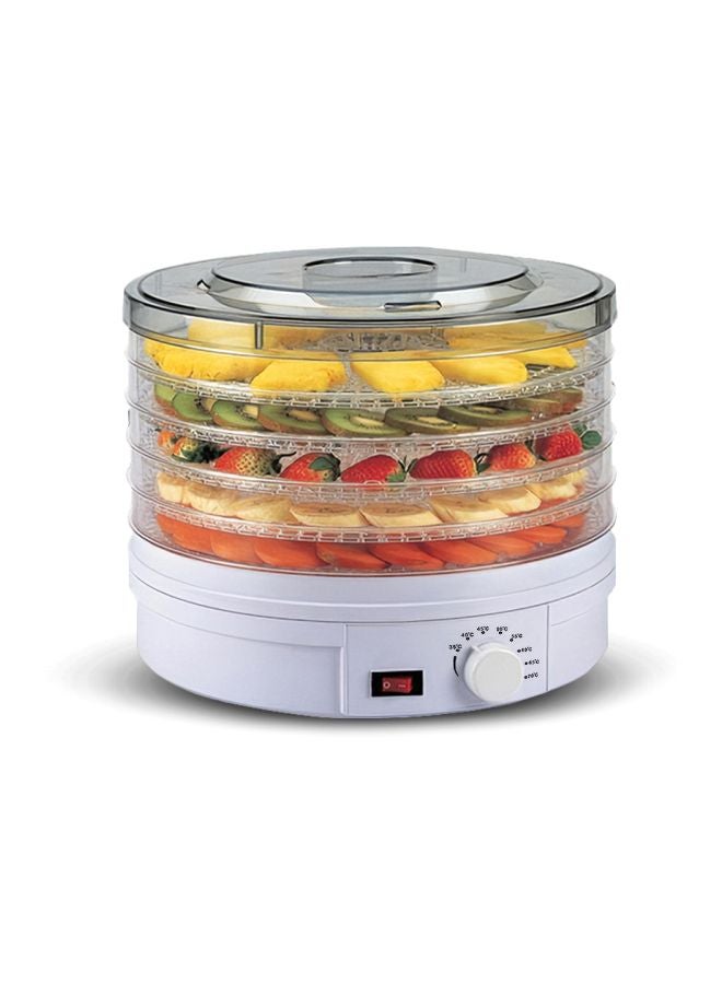 5 Tier Electric Food Dehydrator Machine White/Clear 30x28x28centimeter