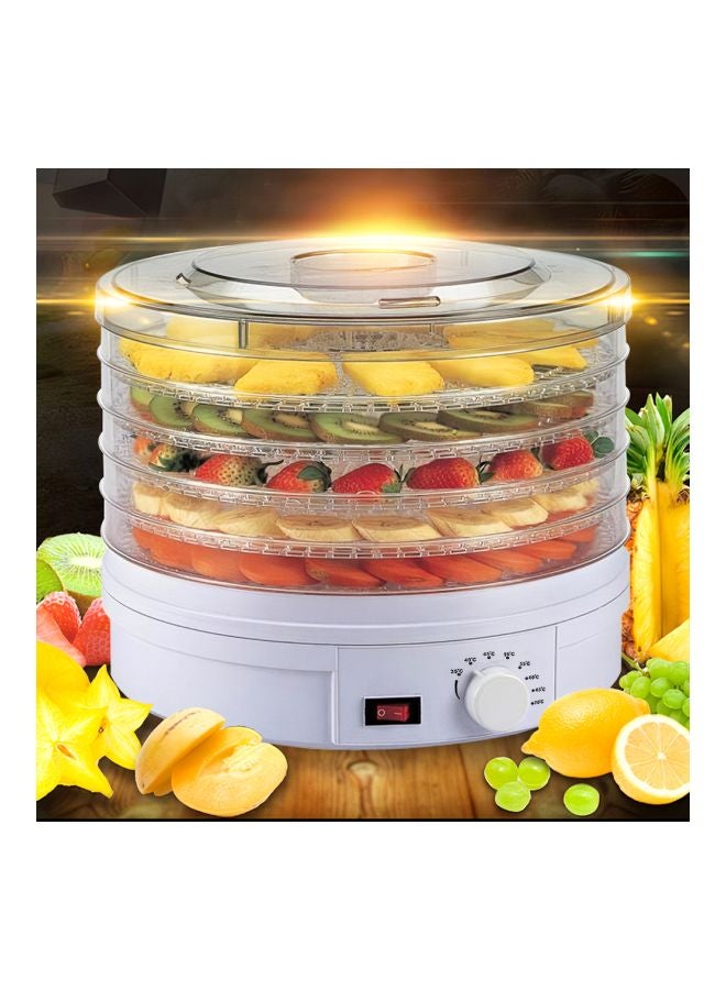 5 Tier Electric Food Dehydrator Machine White/Clear 30x28x28centimeter