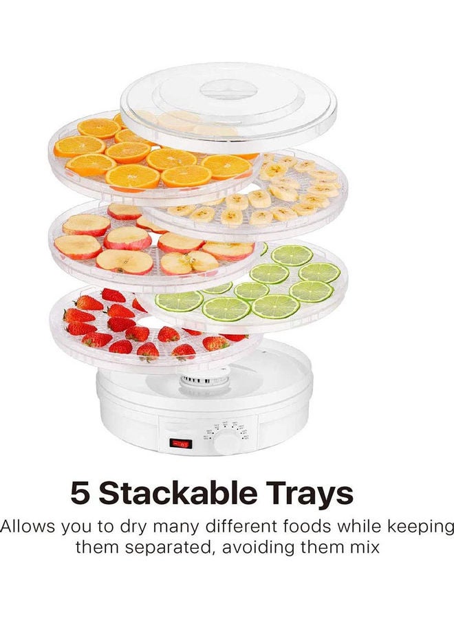 Electric Food Dehydrator with 5 Stackable Layer White 200grams