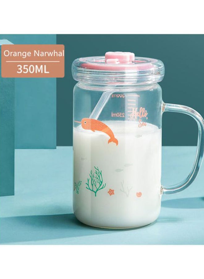 Breakfast Kids Milk Cup Clear/Pink/Orange