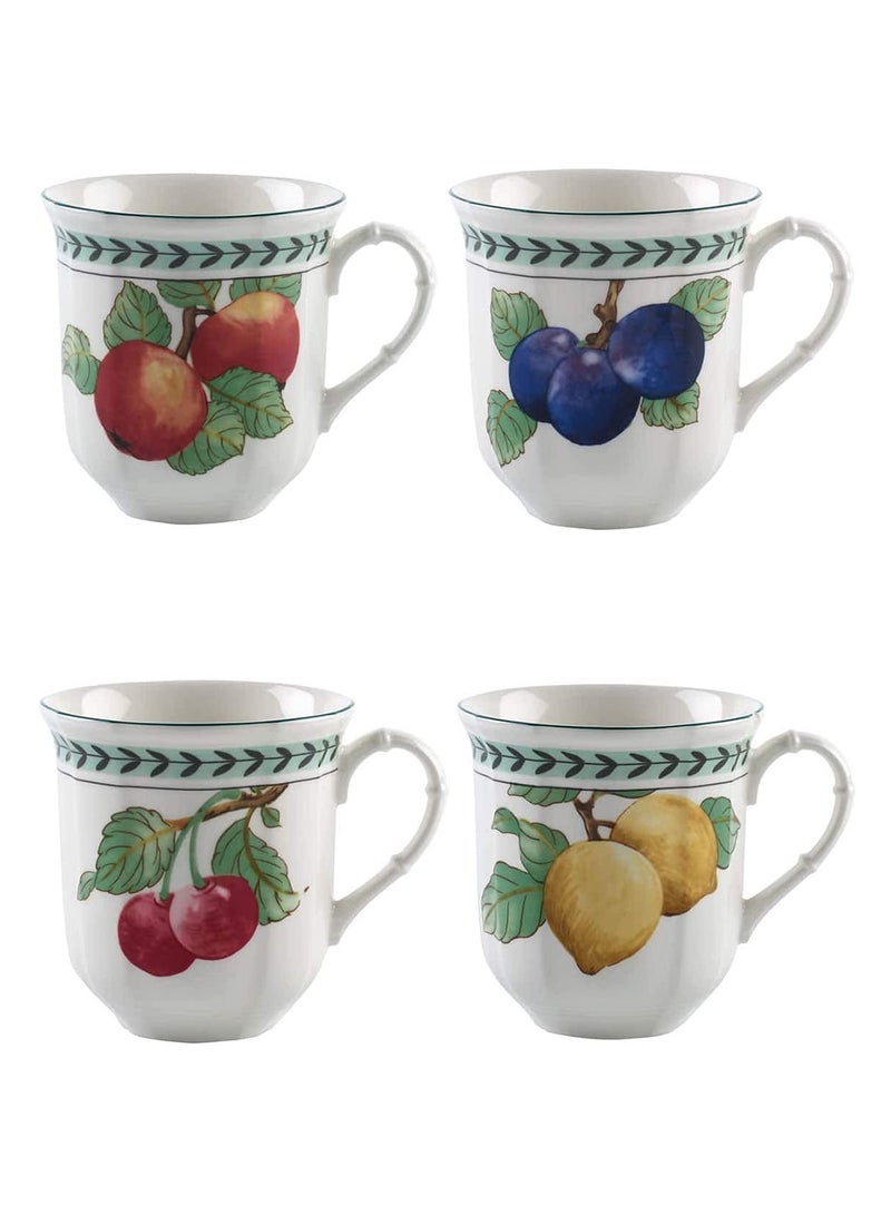 4-Piece Fruits Printed Mug Set Multicolour ‎18.8 x 15.49cm