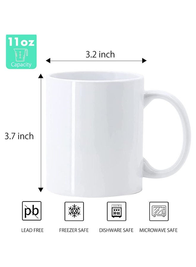 Signzworld Sublimation Mugs 11Oz Blank Plain White Large Handle Coffee Mug With Gift Boxes (Pack Of 12)