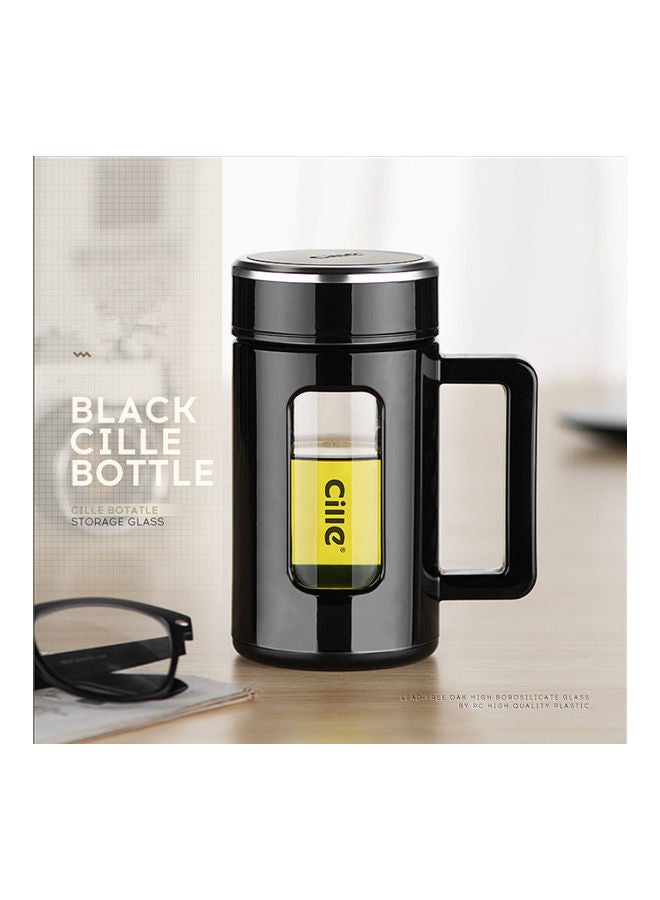 Glass Strap Business Office Portable Water Cup black
