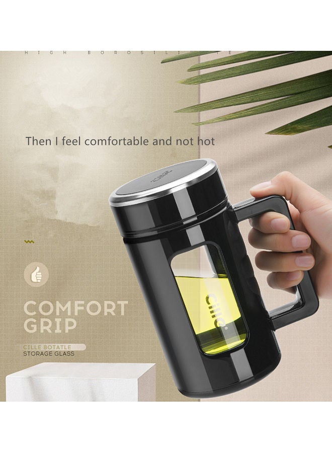 Glass Strap Business Office Portable Water Cup black