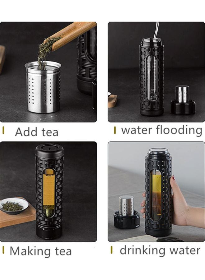 Glass Strap Filter Tea Cup Black 23.9cm