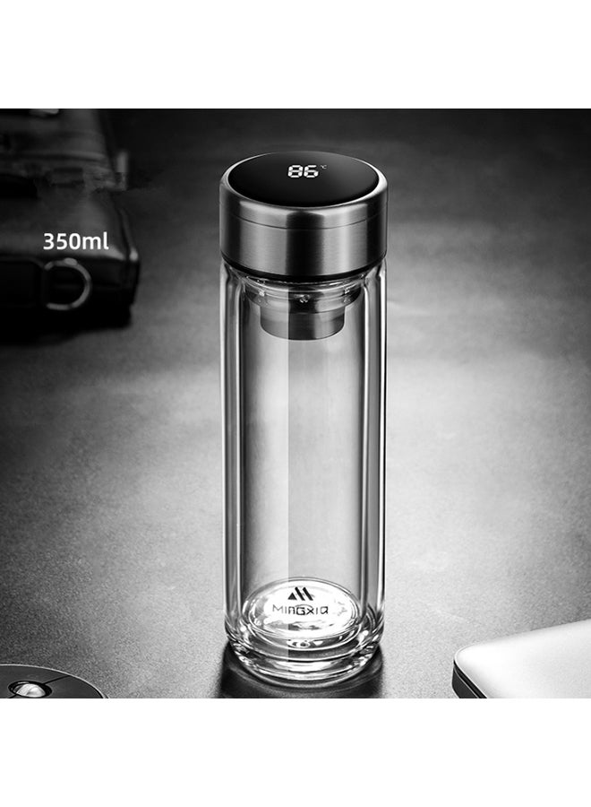 Double Glass Water Bottle Silver/Clear 20.5cm