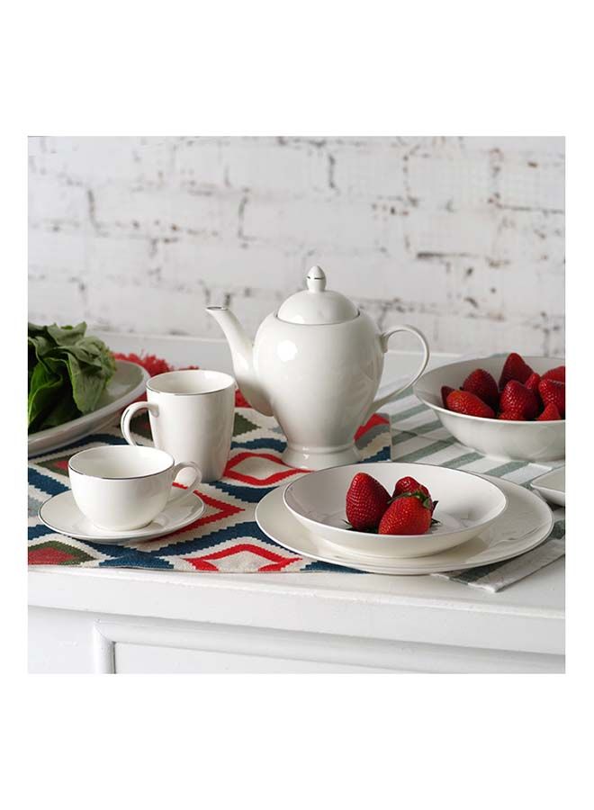 Teapot Porcelain , Beverage Serveware 2-3 Tea Cups, Coffee Mugs, Modern English Classic Style, Dishwasher Safe Pure White 1100 ml