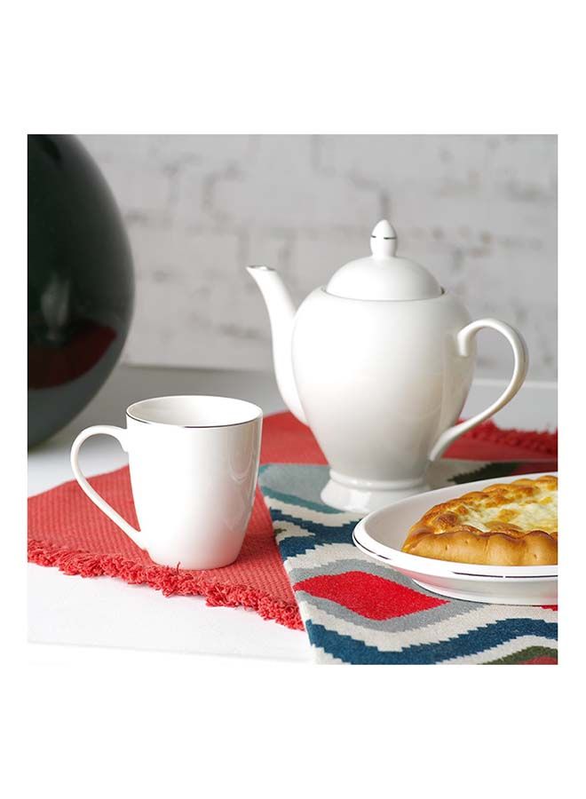 Teapot Porcelain , Beverage Serveware 2-3 Tea Cups, Coffee Mugs, Modern English Classic Style, Dishwasher Safe Pure White 1100 ml