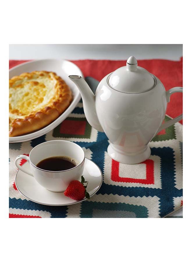 Teapot Porcelain , Beverage Serveware 2-3 Tea Cups, Coffee Mugs, Modern English Classic Style, Dishwasher Safe Pure White 1100 ml