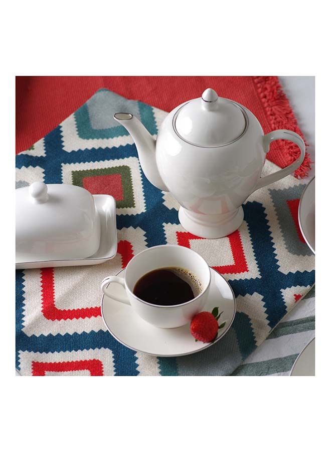 Teapot Porcelain , Beverage Serveware 2-3 Tea Cups, Coffee Mugs, Modern English Classic Style, Dishwasher Safe Pure White 1100 ml