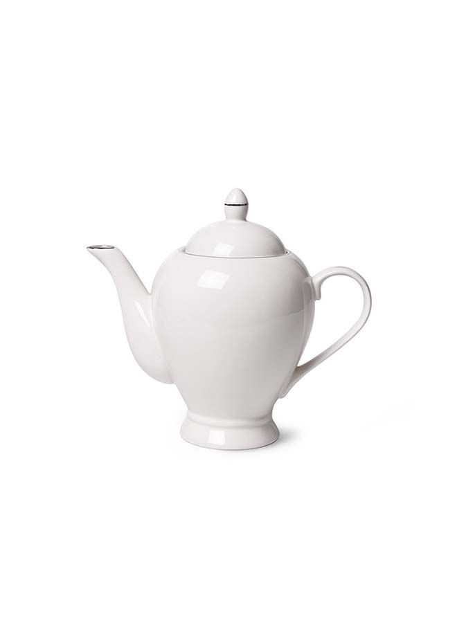 Teapot Porcelain , Beverage Serveware 2-3 Tea Cups, Coffee Mugs, Modern English Classic Style, Dishwasher Safe Pure White 1100 ml